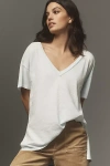 Pilcro The Jordyn Perfect Oversized Cotton-slub Tee By : V-neck Edition In Blue