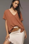 Pilcro The Jordyn Cotton-slub Crew-neck Oversized Tee By : Deep-v Edition In Brown