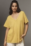 Pilcro The Jordyn Perfect Oversized Cotton-slub Tee By : V-neck Edition In Green