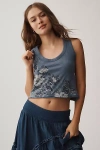Pilcro The Kacey Cotton-slub Floral Crop Tank Top By