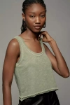 Pilcro The Kacey Easy Crop Cotton-slub Tank By  Top In Green