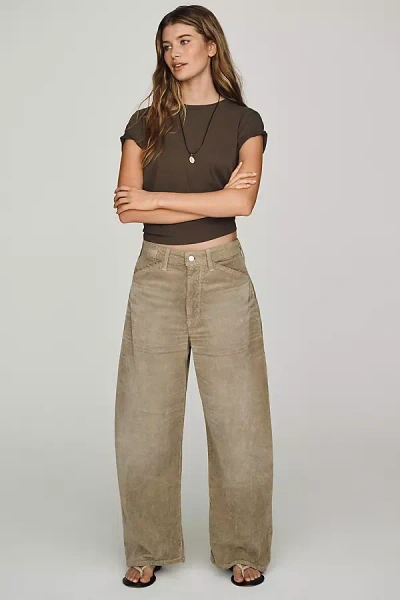 Pilcro The Kayden Cord Mid-rise Barrel Trousers By  In Green