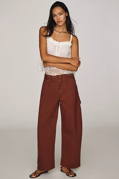 Pilcro The Kayden High-rise Full Length Carpenter Barrel Trousers By  In Burgundy