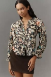 Pilcro The Keira Collared Button-front Blouse By : Long-sleeve Edition In Black