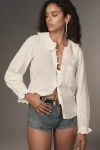 Pilcro The Keira Collared Button-front Blouse By : Long-sleeve Edition In White