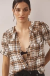 PILCRO THE KEIRA COLLARED BUTTON-FRONT BLOUSE BY PILCRO: PLAID EDITION