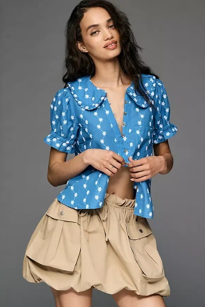 Pilcro The Keira Embroidered Blouse By  In Blue