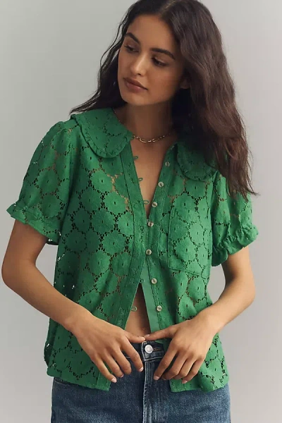 Pilcro The Keira Lace Blouse By  In Green