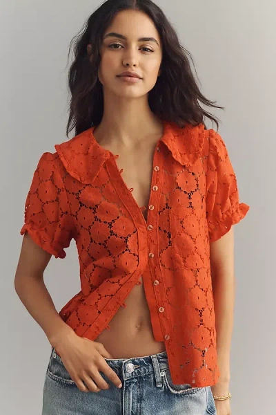 Pilcro The Keira Lace Blouse By  In Orange