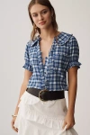 Pilcro The Keira Plaid Blouse By  In Blue