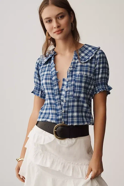 Pilcro The Keira Plaid Blouse By  In Blue