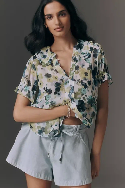 Pilcro The Keira Sheer Blouse By  In Blue