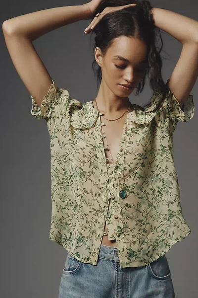 Pilcro The Keira Sheer Blouse By  In Green