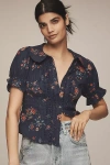 Pilcro The Keira Tuxedo-front Blouse By  In Blue