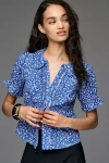 Pilcro The Keira Waisted Tuxedo-front Blouse By  In Blue