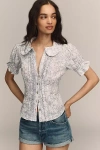 Pilcro The Keira Waisted Tuxedo-front Blouse By  In Multi