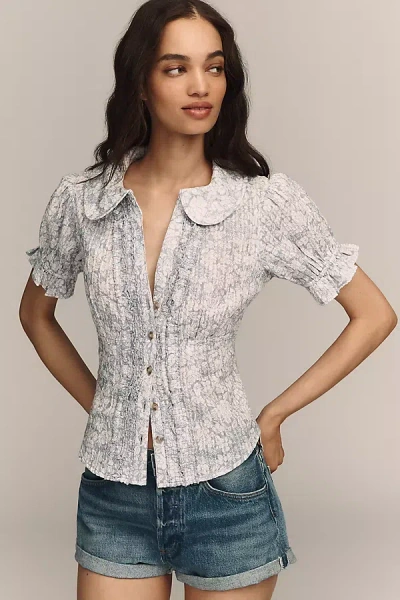 Pilcro The Keira Waisted Tuxedo-front Blouse By  In Multi