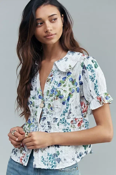 Pilcro The Keira Waisted Tuxedo-front Blouse By  In Gray