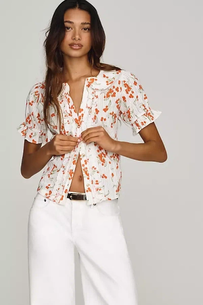 Pilcro The Keira Waisted Tuxedo-front Blouse By  In Multi