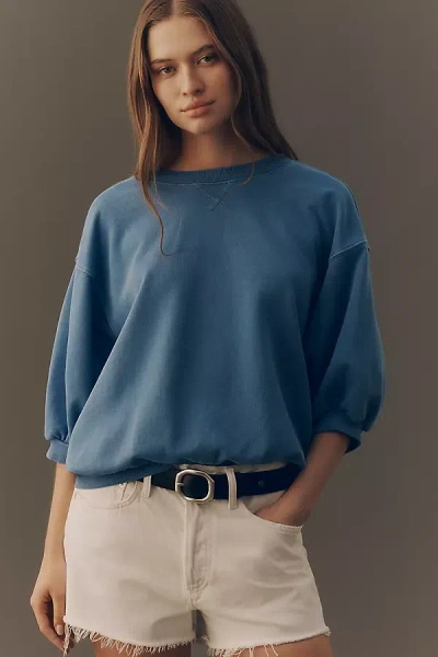 Pilcro The Niki Bubble Sweatshirt By  In Blue