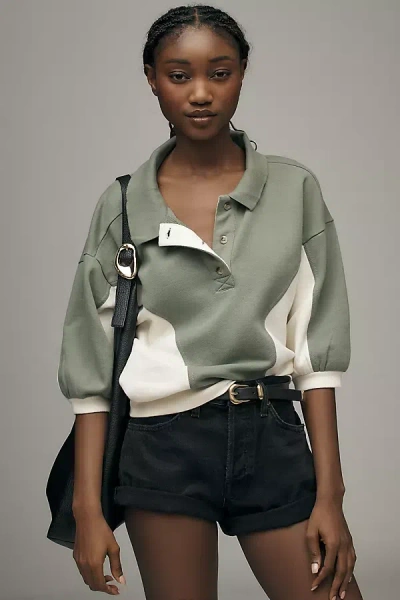 Pilcro The Niki Bubble Sweatshirt By : Colorblock Edition In Green