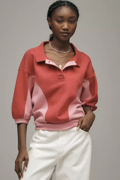 Pilcro The Niki Bubble Sweatshirt By : Colorblock Edition In Pink