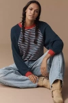 Pilcro The Niki Knit-sleeve Bubble Sweatshirt In Multi