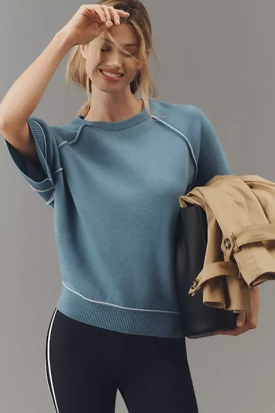 Pilcro The Oaklyn Cozy Crew-neck Sweatshirt By : Short-sleeve Edition In Blue