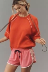 Pilcro The Oaklyn Cozy Crew-neck Sweatshirt By : Short-sleeve Edition In Red