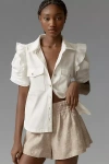 Pilcro The Ozzi Ruffle-sleeve Buttondown Shirt By  In White