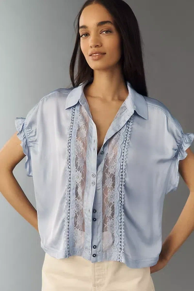 Pilcro The Quincy Lace Blouse By  In Blue