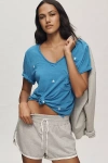 Pilcro The Quinn Short-sleeve V-neck Tee By  In Blue