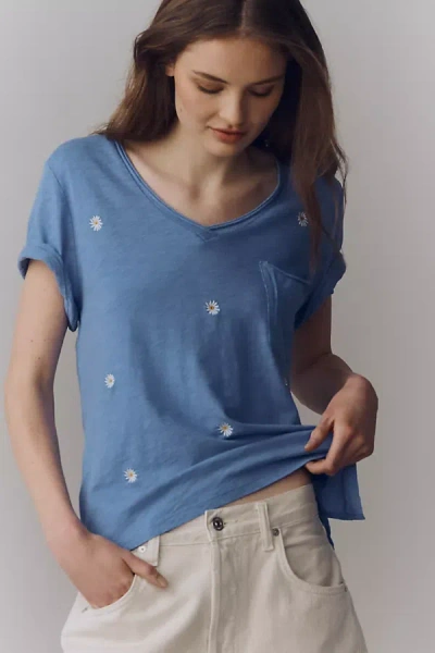 Pilcro The Quinn Short-sleeve V-neck Tee By  In Blue