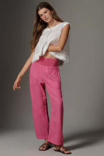 Pilcro The Reese Linen Blend Pull-on Barrel Pants By  In Pink