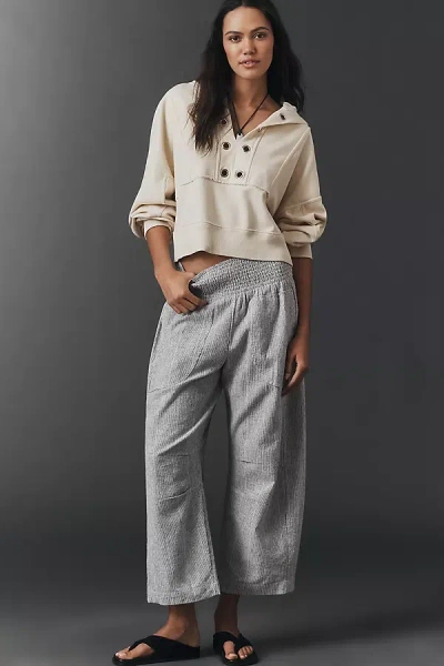 Pilcro The Reese Linen Cotton Smocked Pull-on Pants In Neutral