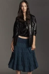 Pilcro The Reese Smocked Denim Pull-on Midi Skirt In Black