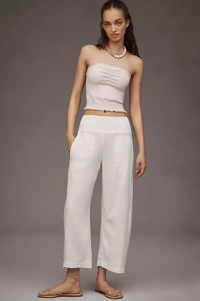 Pilcro The Reese Smocked Pull-on Barrel Pants By : Linen Blend Edition