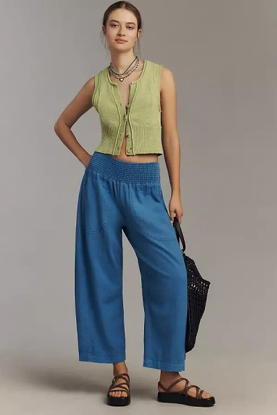 Pilcro The Reese Smocked Pull-on Barrel Pants By : Linen Blend Edition