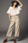 Pilcro The Reese Smocked Pull-on Barrel Pants By : Linen Blend Edition In Beige