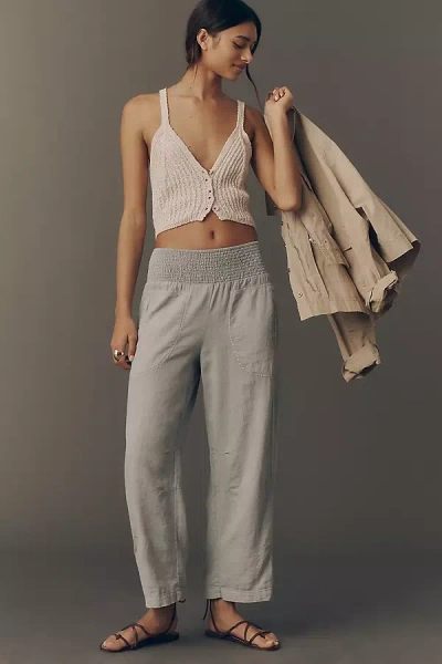 Pilcro The Reese Linen Blend Pull-on Barrel Pants By  In Blue