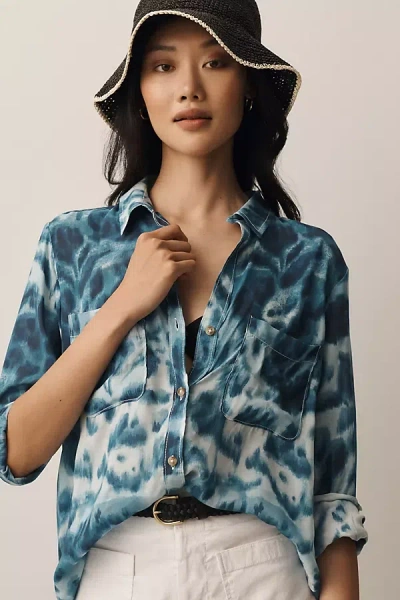 Pilcro The Romy Relaxed Buttondown Shirt By  In Blue