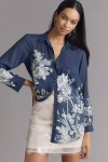 Pilcro The Romy Relaxed Buttondown Shirt By  In Blue