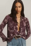 Pilcro The Romy Relaxed Buttondown Shirt By  In Purple