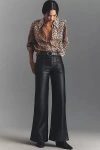 Pilcro The Rylan Faux-leather Relaxed High-rise Flare Pants By  In Black