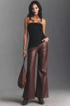 Pilcro The Rylan Faux-leather Relaxed High-rise Flare Pants By  In Brown