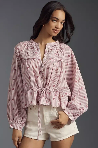 Pilcro The Sidney Batwing Blouse By : Cinched Waist Edition In Purple