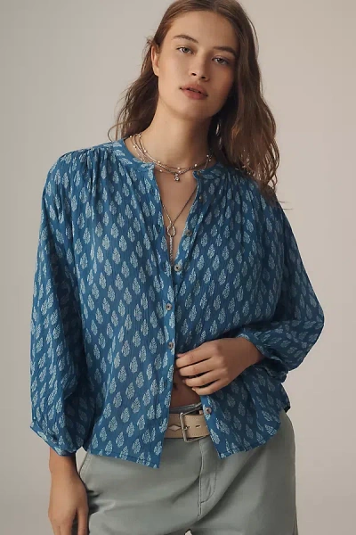 Pilcro The Sidney Batwing Blouse By : Shrunken Edition In Blue