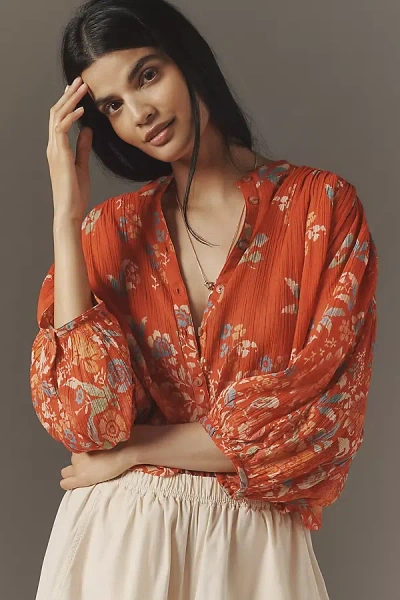 Pilcro The Sidney Batwing Blouse By : Shrunken Edition In Red