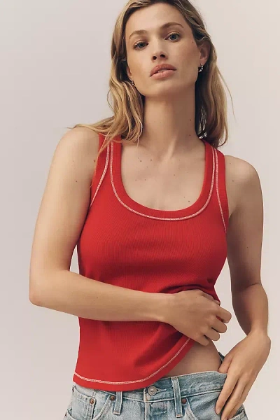 Pilcro The Sunny Scoop-neck Tank Top By  In Burgundy
