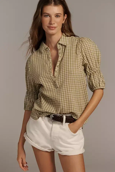 Pilcro The Tallulah Puff Sleeve Buttondown Top By  In Multi